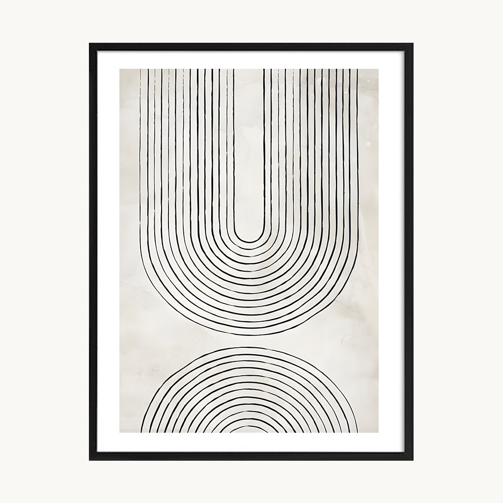 Cuadro Abstracto Geometría Lineal Beige Minimalista