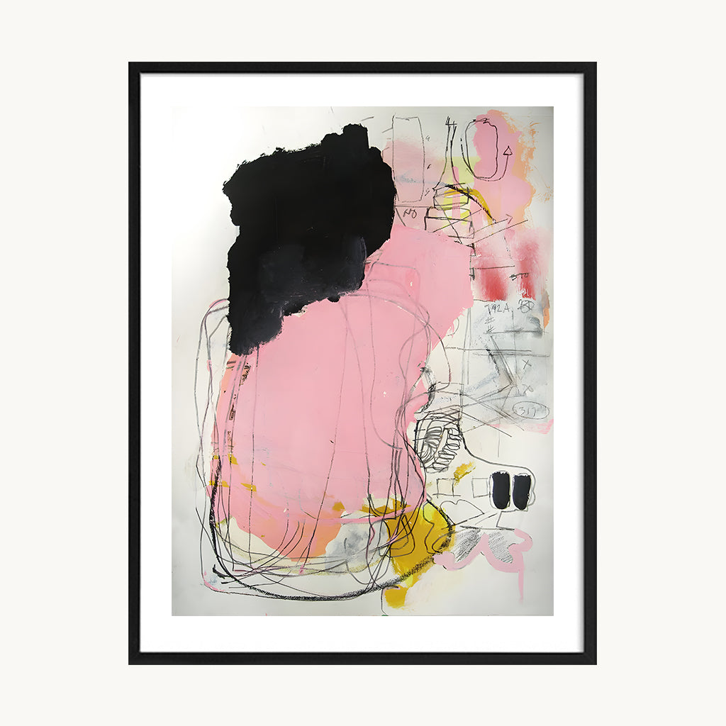 Cuadro Abstracto Rosa y Negro Contemporánea
