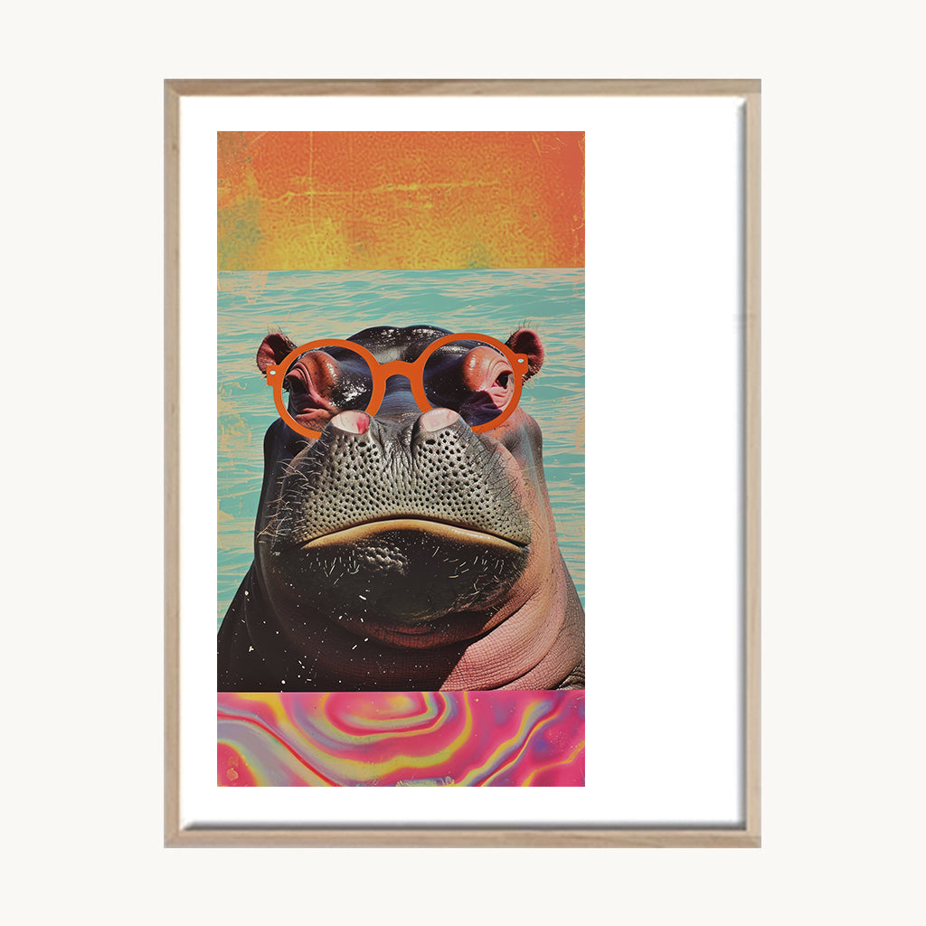 Cuadro Animales Rino con Gafas Estilo Pop