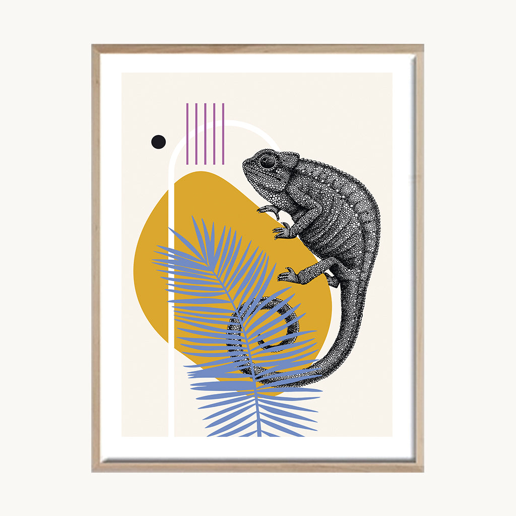 Cuadro Animales Camaleón Geométrico Moderno