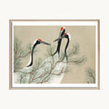 Cuadro Animales Grullas Ilustración Japonesa