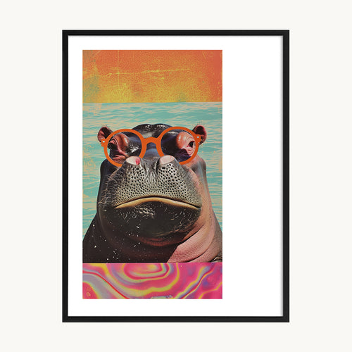 Cuadro Animales Rino con Gafas Estilo Pop