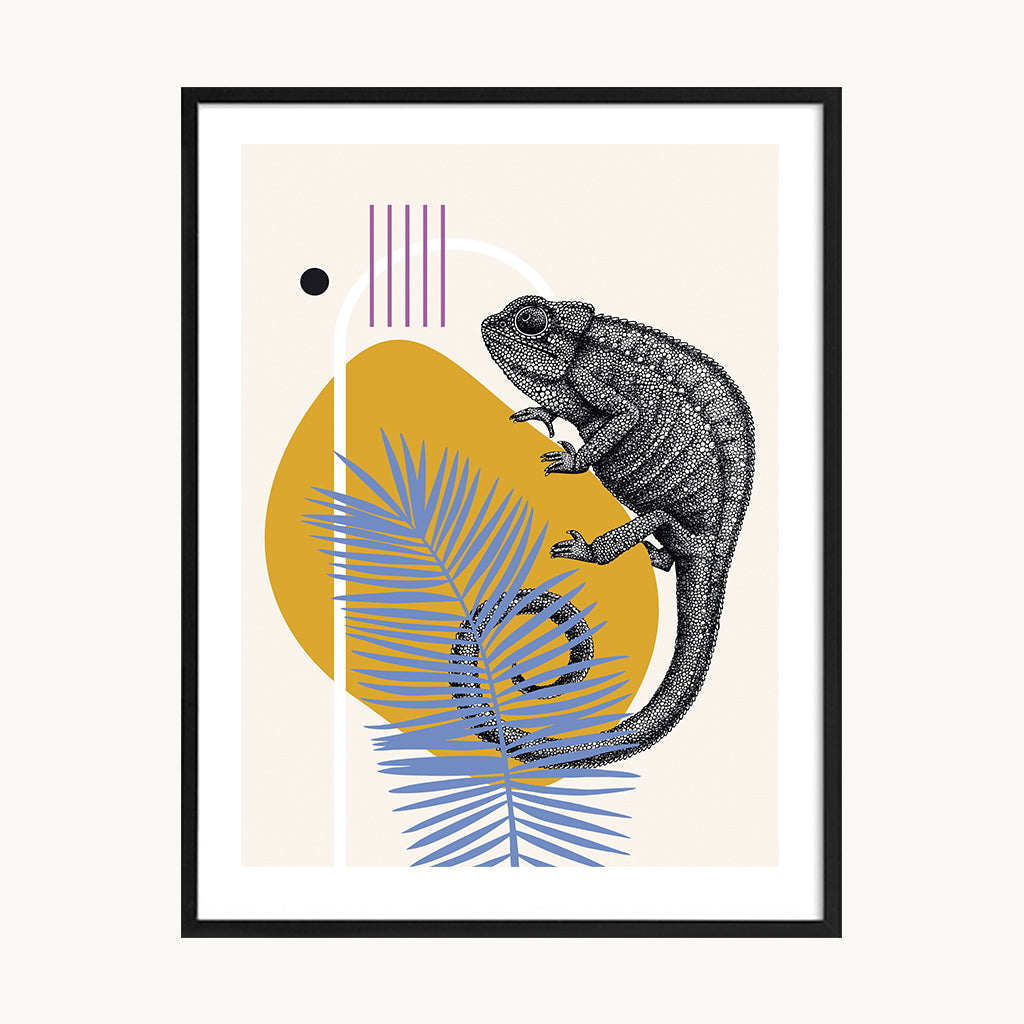 Cuadro Animales Camaleón Geométrico Moderno