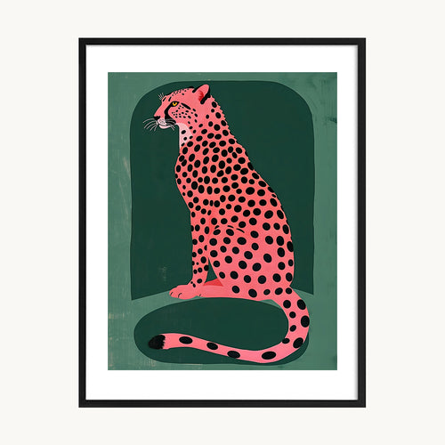 Cuadro Animales Leopardo Fondo Verde Esmeralda