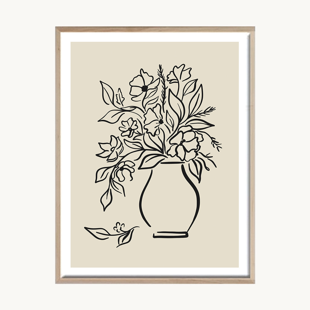 Cuadro Boho Florero Botánico Lineal