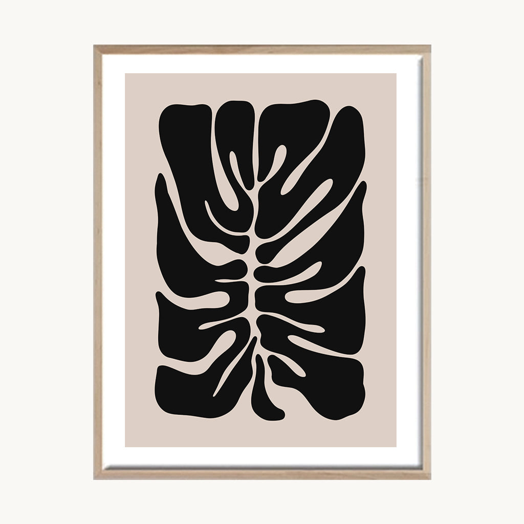 Cuadro Boho Hoja Monstera Negra Minimal