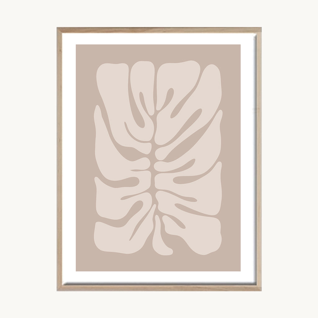 Cuadro Boho Hoja Abstracta Beige Suave