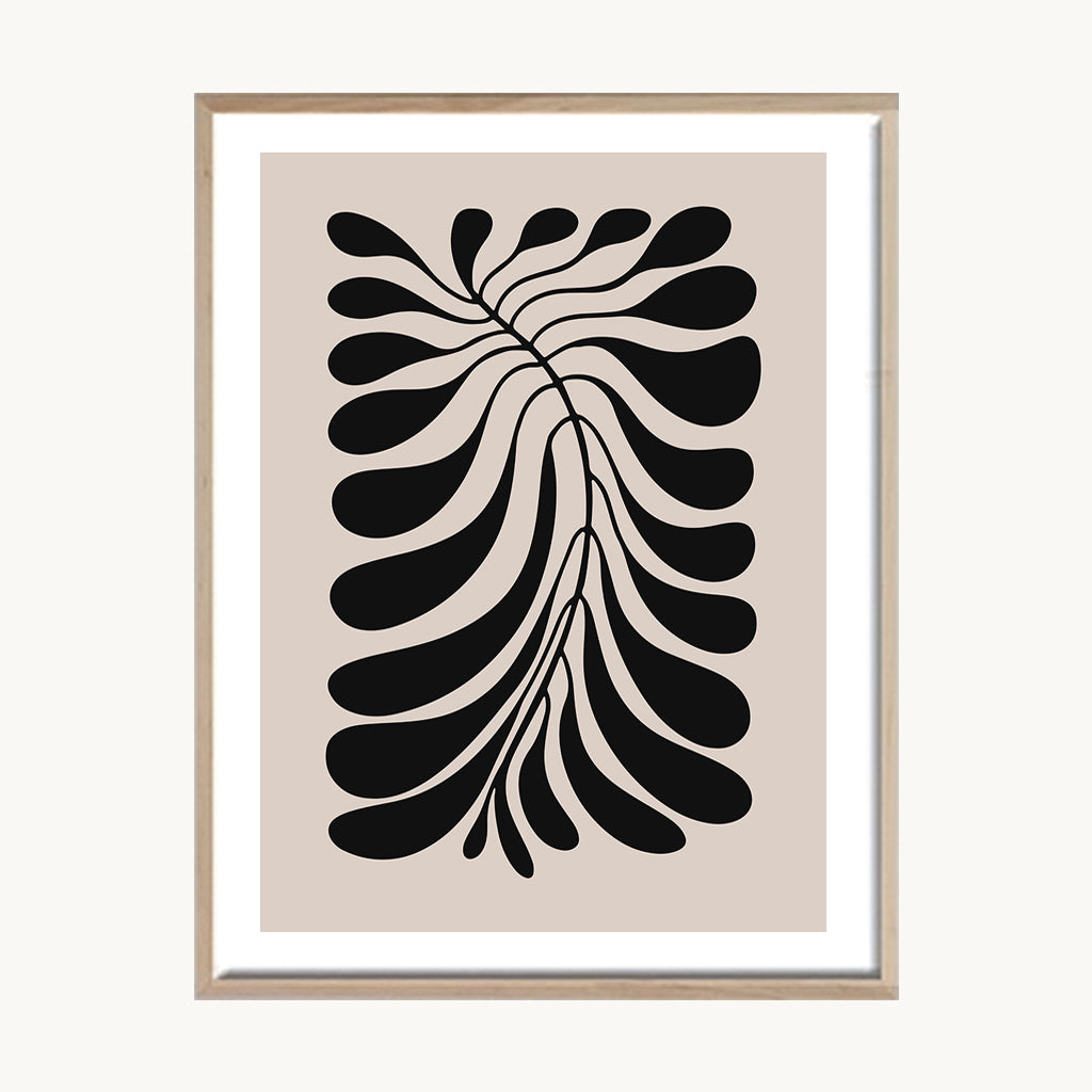 Cuadro Boho Hoja Tropical Negra Decorativa