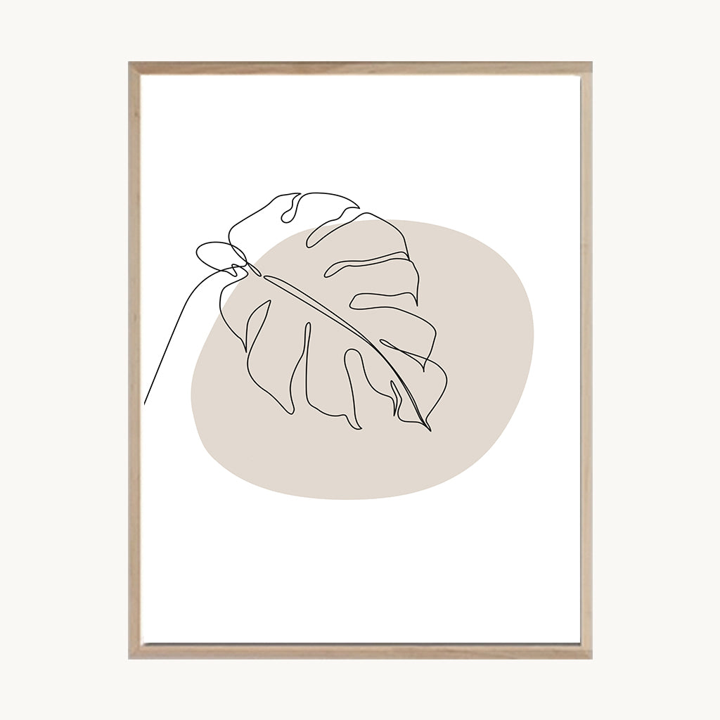 Cuadro Boho Hoja Minimal Beige Natural