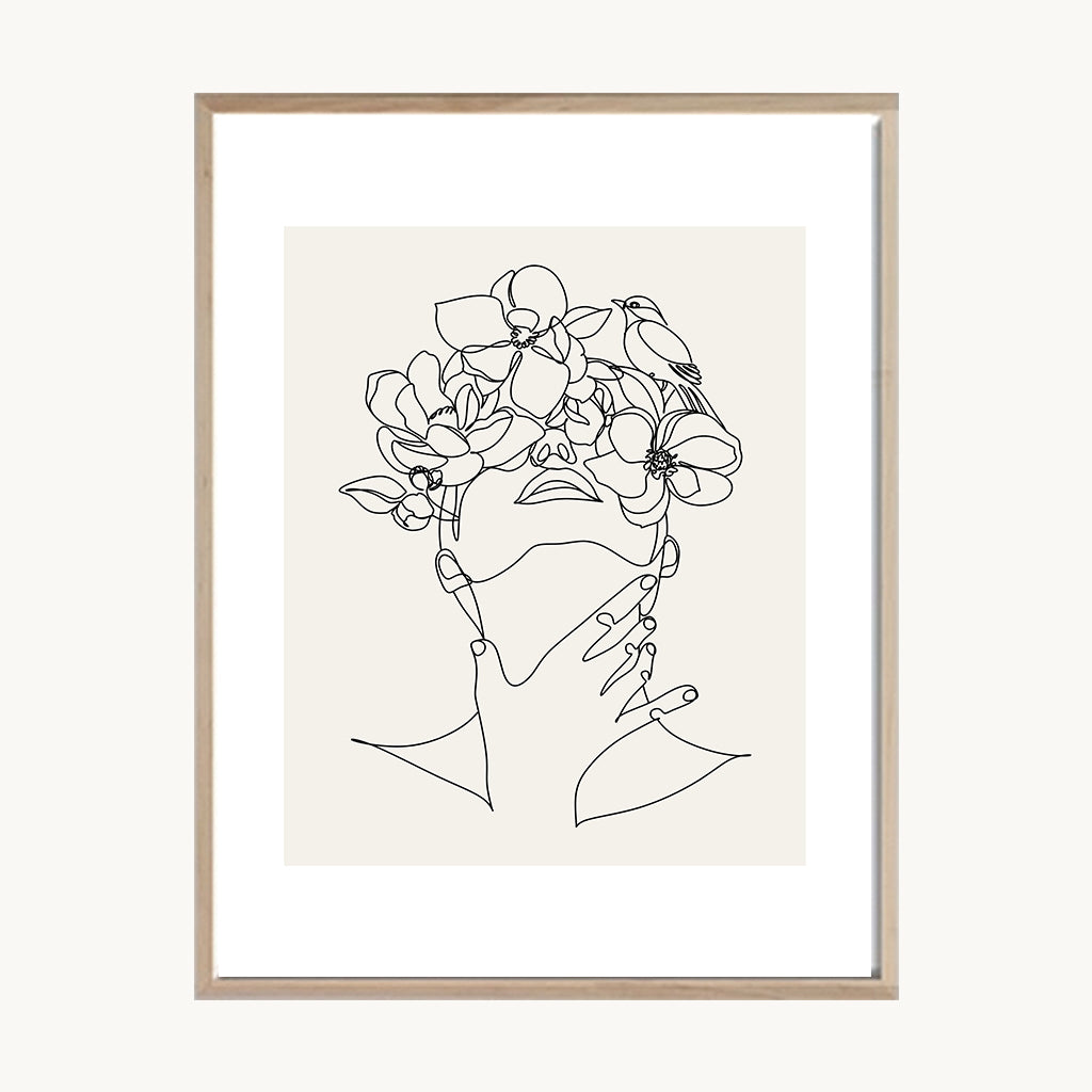 Set Cuadros Tríptico Figuras Dibujo Lineal Boho