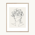 Cuadro Boho Rostro Floral Línea Fina