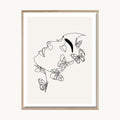 Cuadro Boho Perfil Femenino Boceto Suave