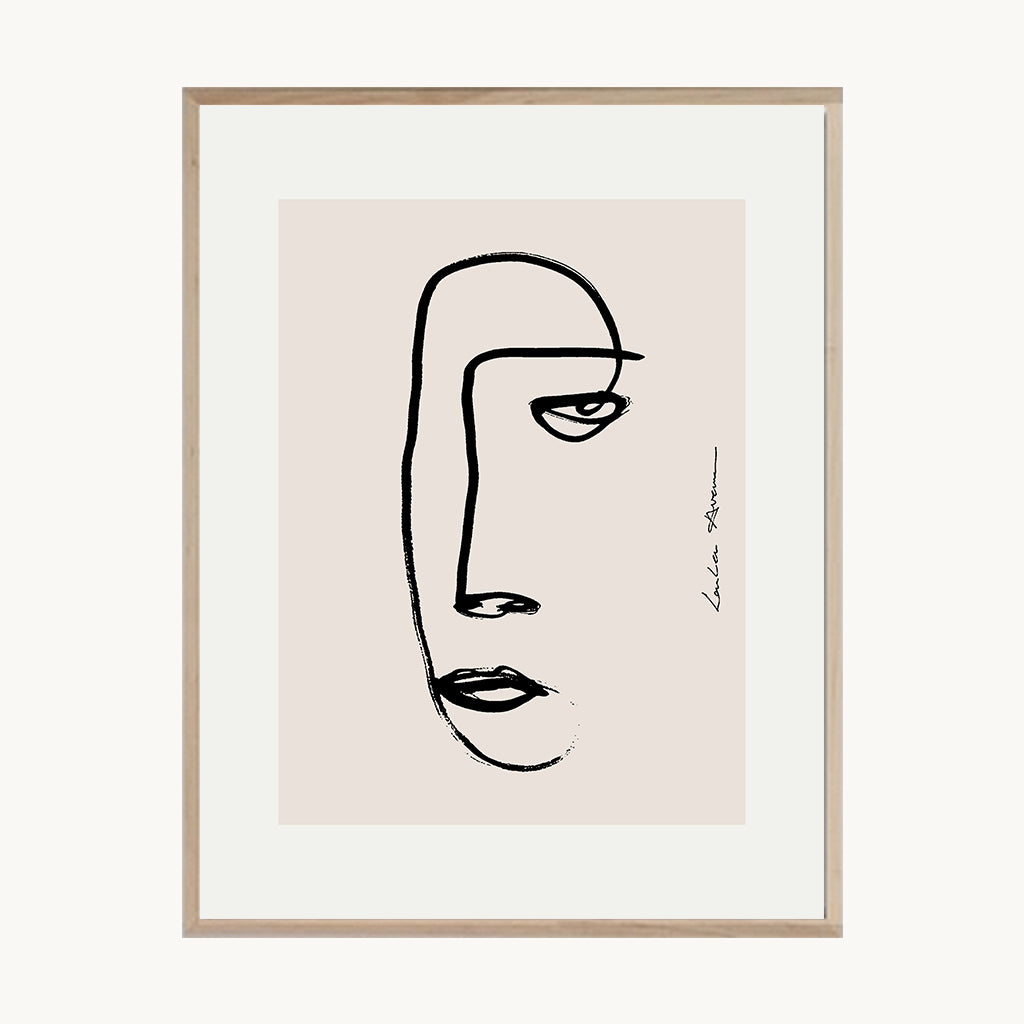 Cuadro Boho Rostro Abstracto Línea Continua