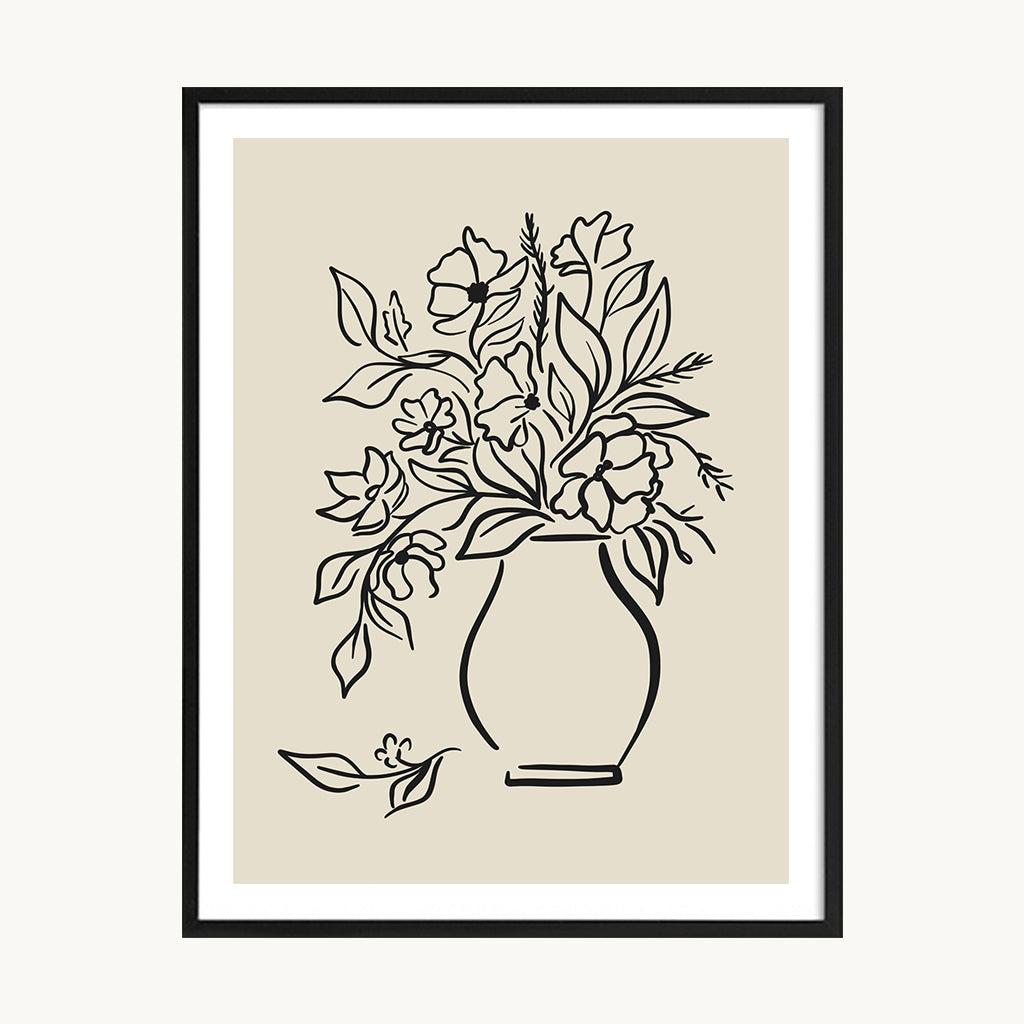 Cuadro Boho Florero Botánico Lineal