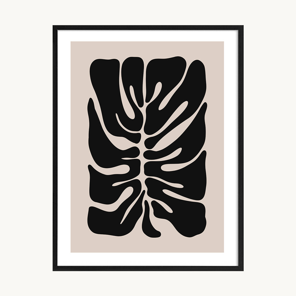 Cuadro Boho Hoja Monstera Negra Minimal