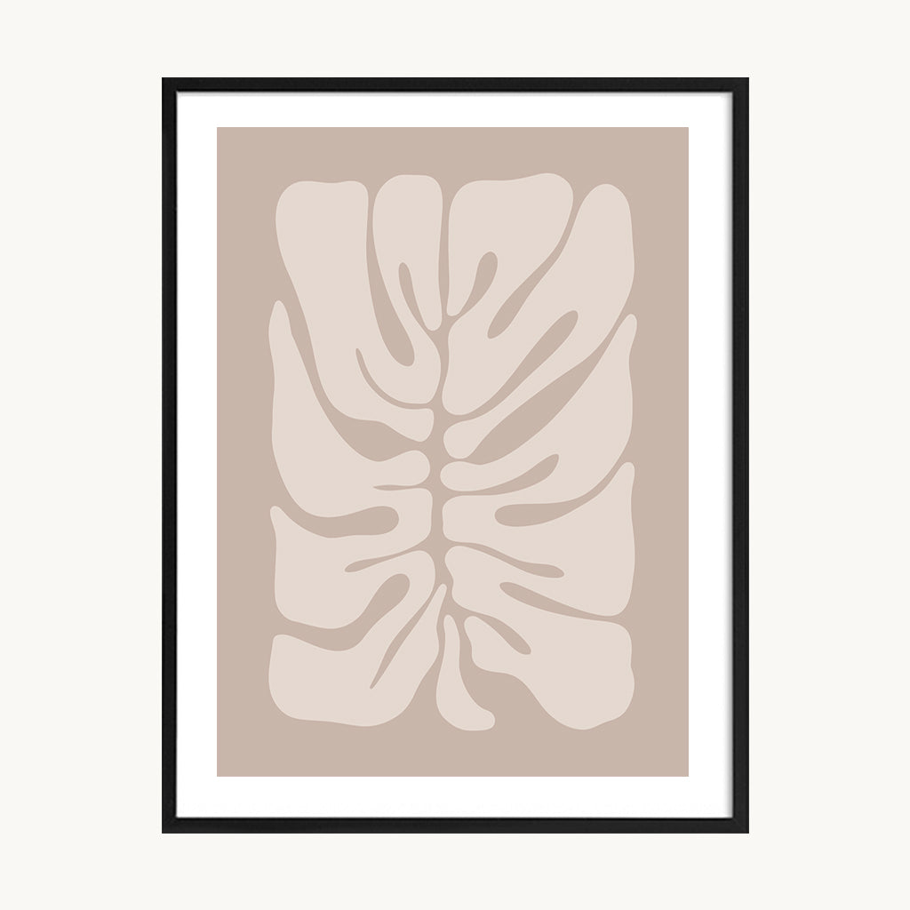 Cuadro Boho Hoja Abstracta Beige Suave