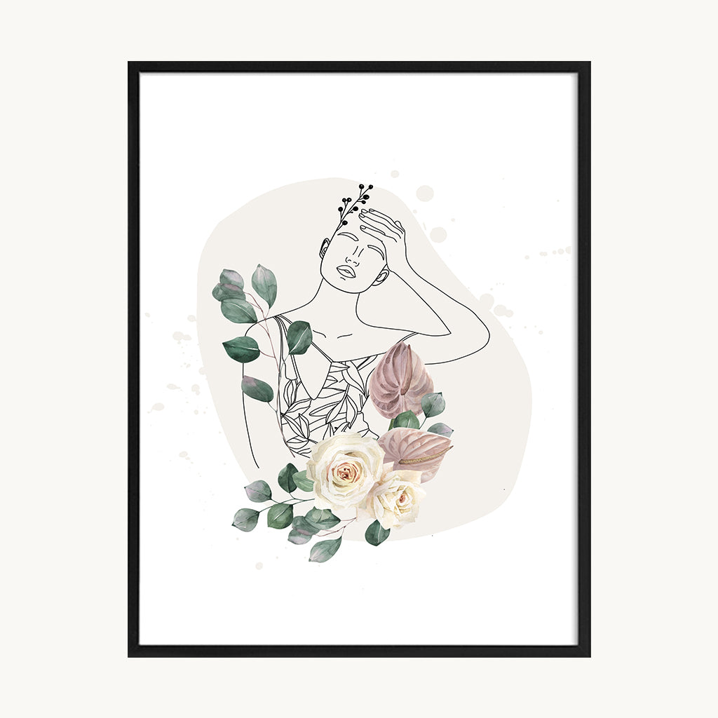 Cuadro Boho Retrato Floral Delicado