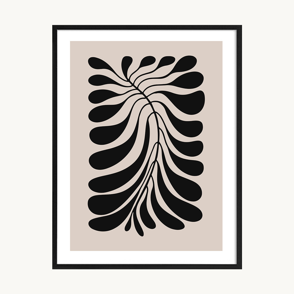 Cuadro Boho Hoja Tropical Negra Decorativa