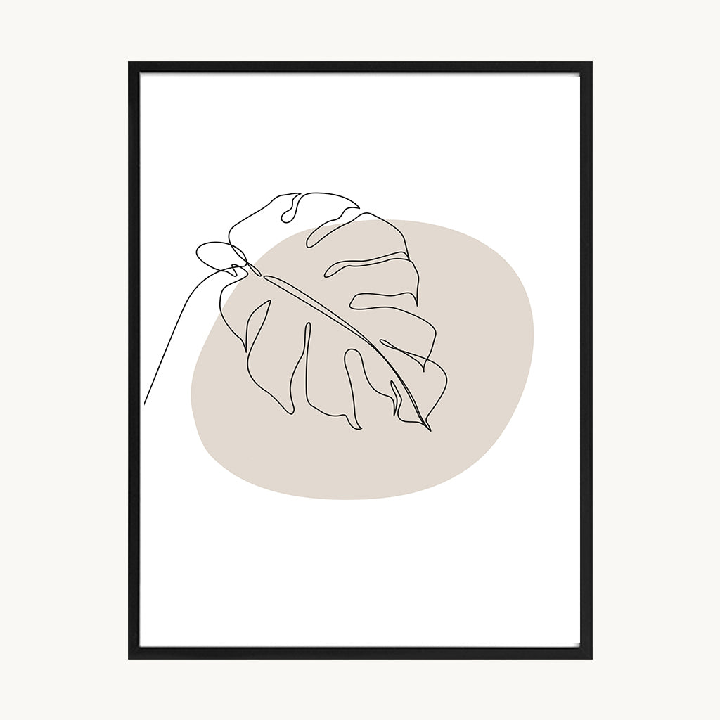 Cuadro Boho Hoja Minimal Beige Natural