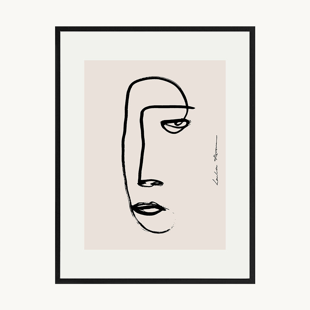 Cuadro Boho Rostro Abstracto Línea Continua