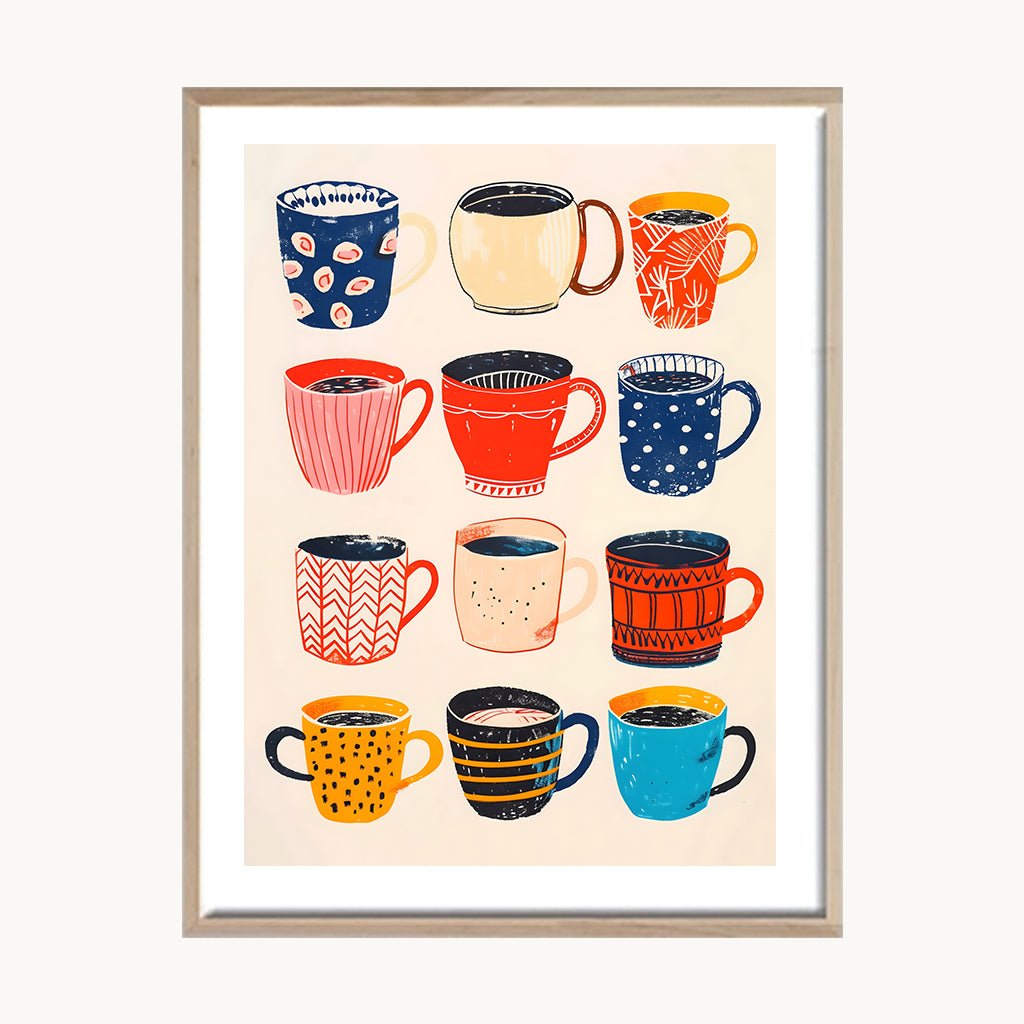 Cuadro Cocina Tazas de Colores Retro