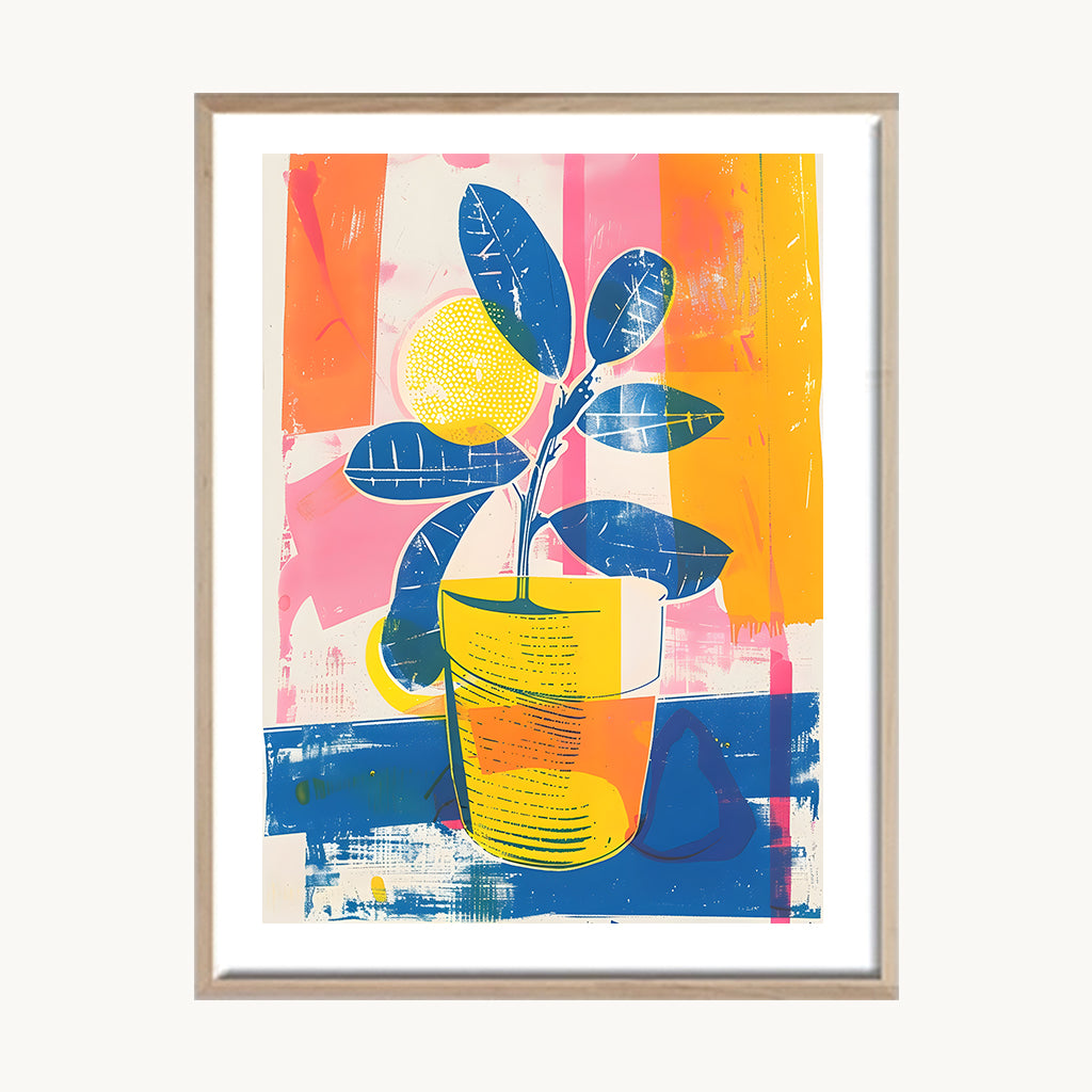 Cuadro Cocina Planta Azul Moderna