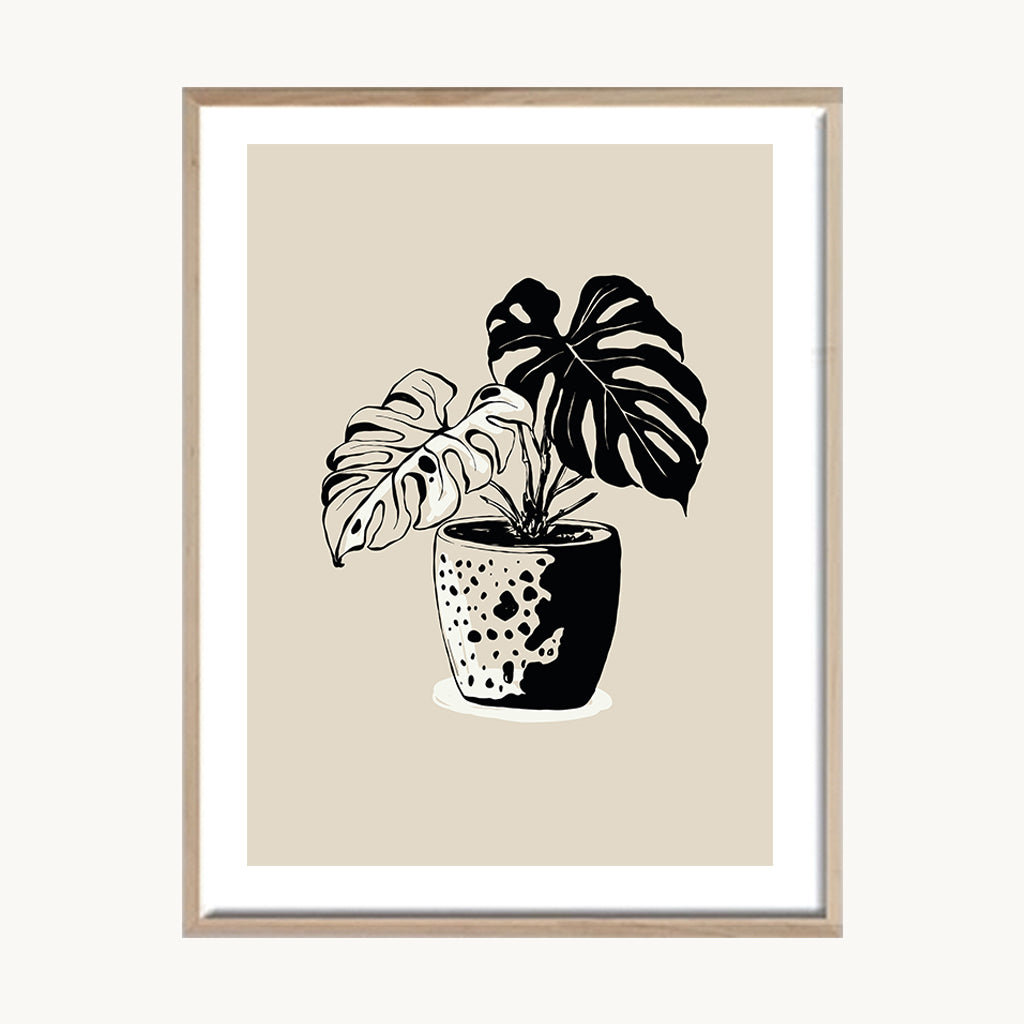 Cuadro Cocina Planta Minimal Negra