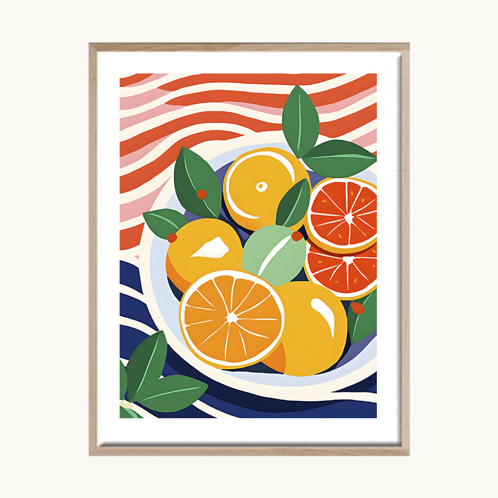 Cuadro Cocina Naranjas Ilustradas Vibrantes