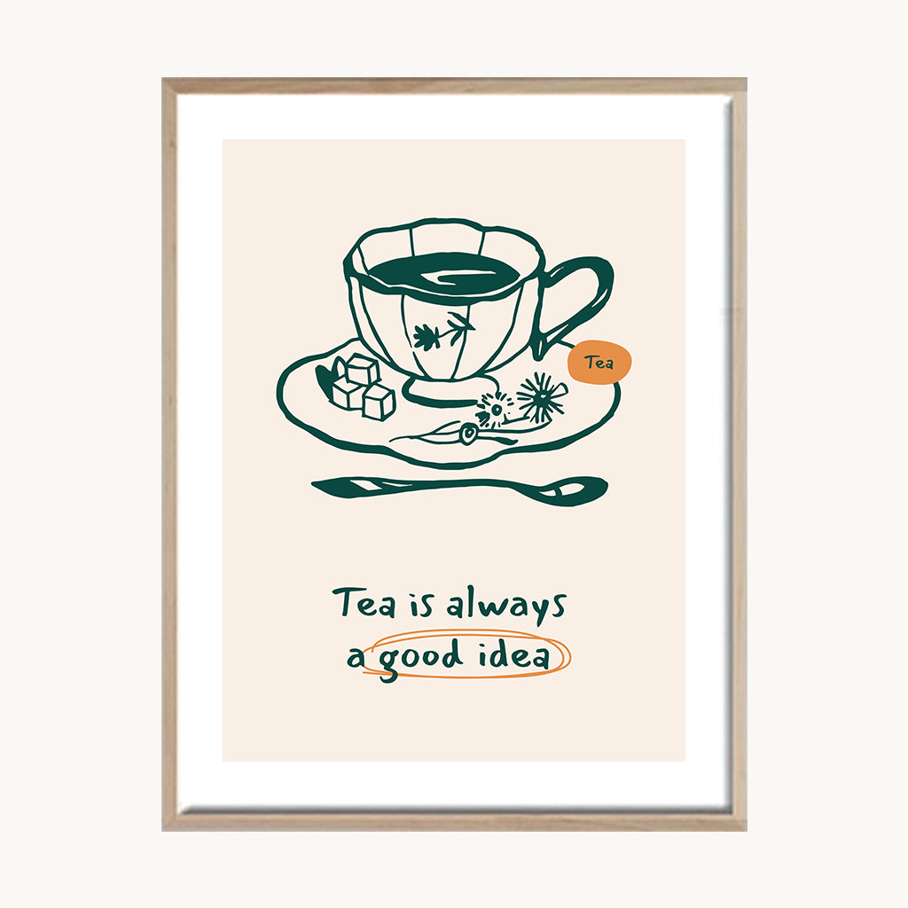 Cuadro Cocina Taza Café Retro Verde