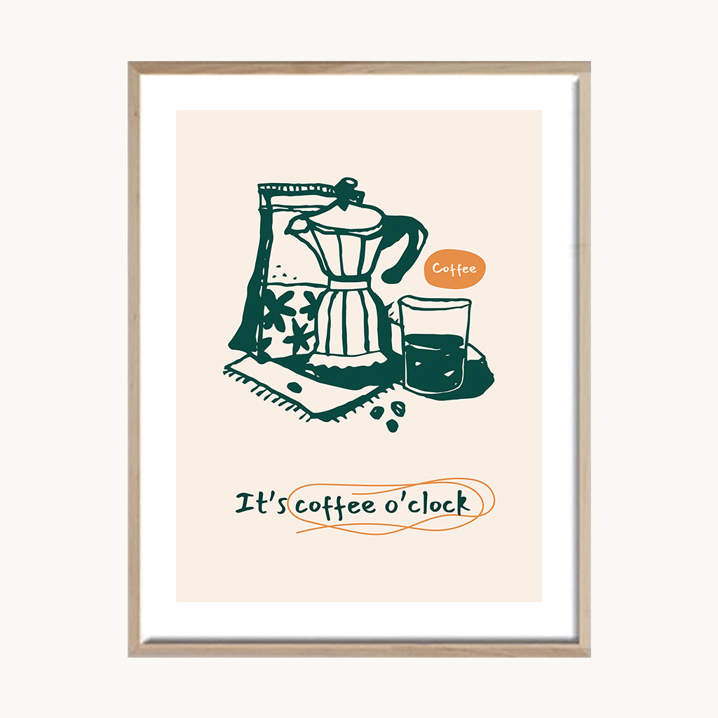 Cuadro Cocina Cafetera Clásica Verde