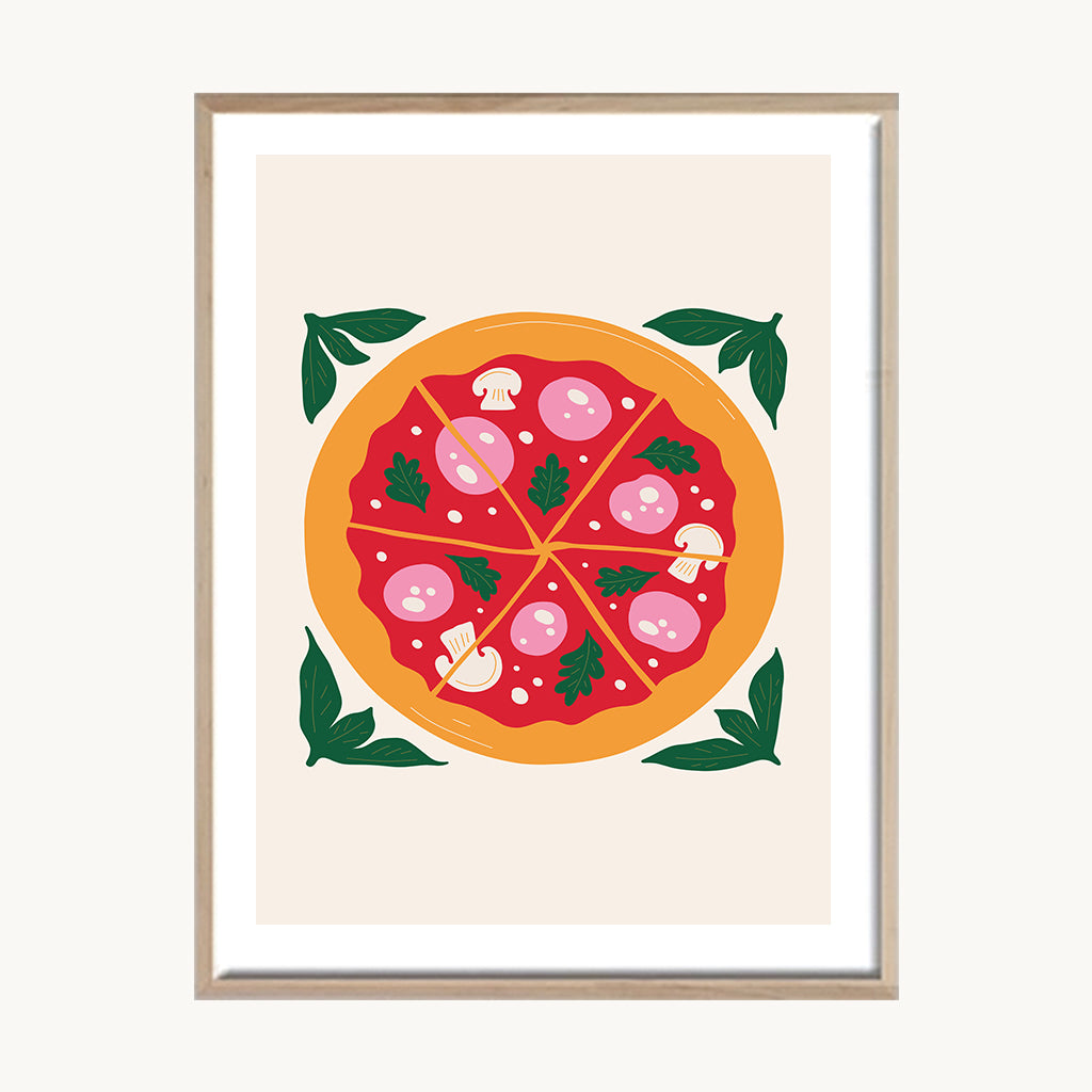 Cuadro Cocina Pizza Colorida Ilustrada