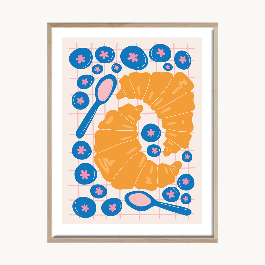 Cuadro Cocina Croissant Pop Azul