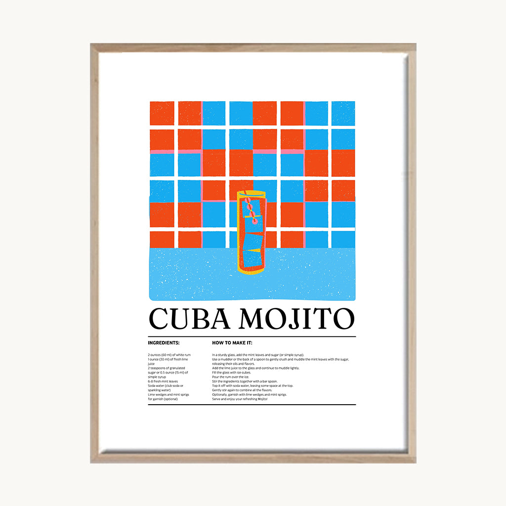 Cuadro Cocina Cuba Mojito Ilustrado