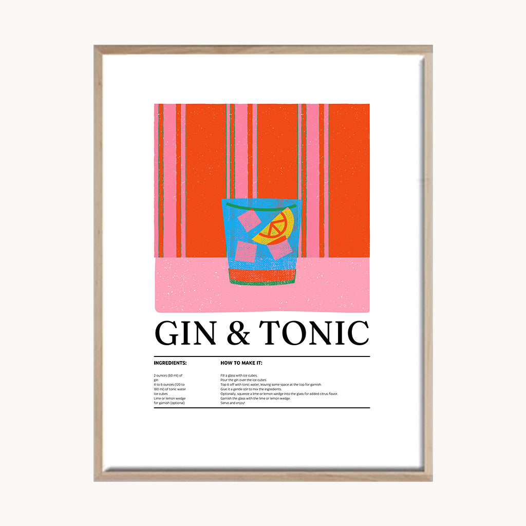 Cuadro Cocina Gin Tonic Ilustrado