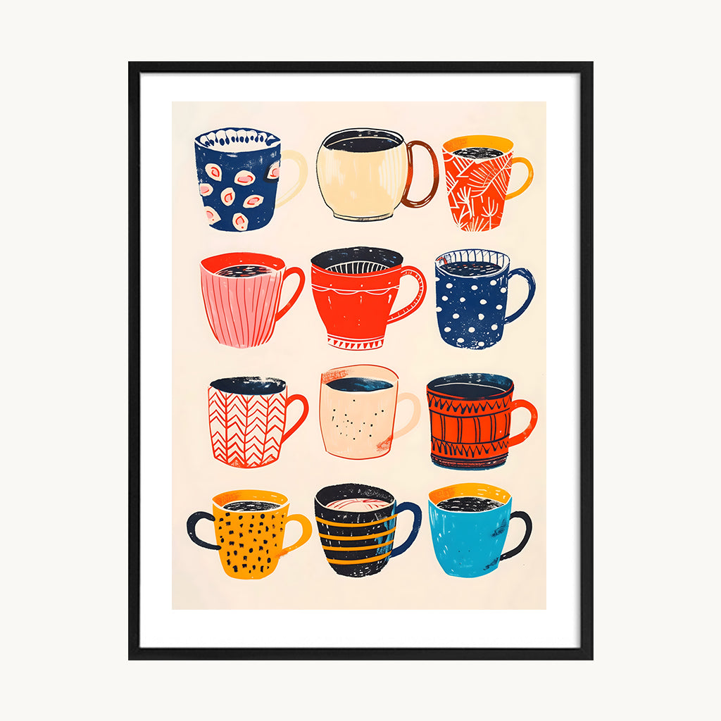 Cuadro Cocina Tazas de Colores Retro