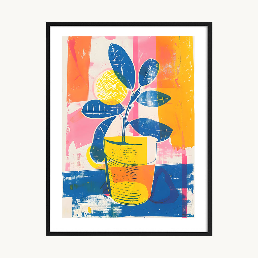 Cuadro Cocina Planta Azul Moderna