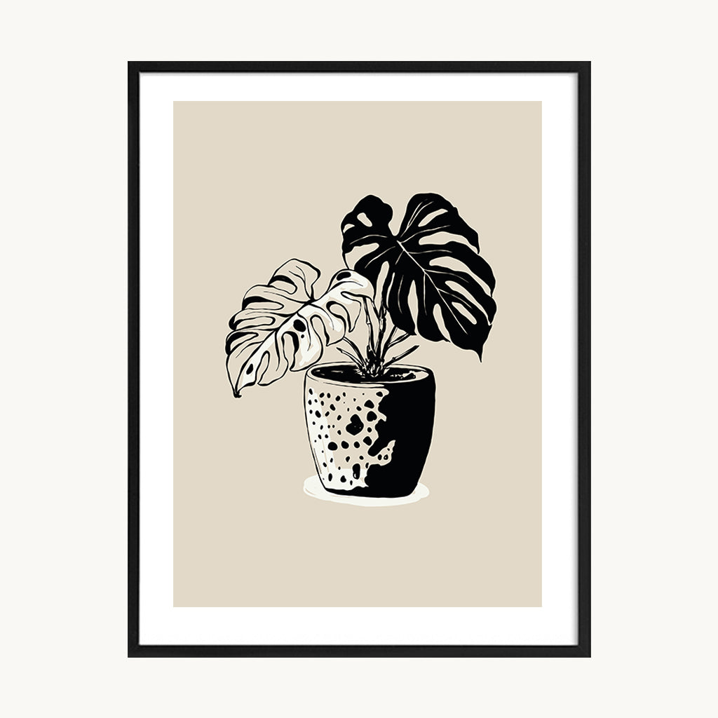 Cuadro Cocina Planta Minimal Negra