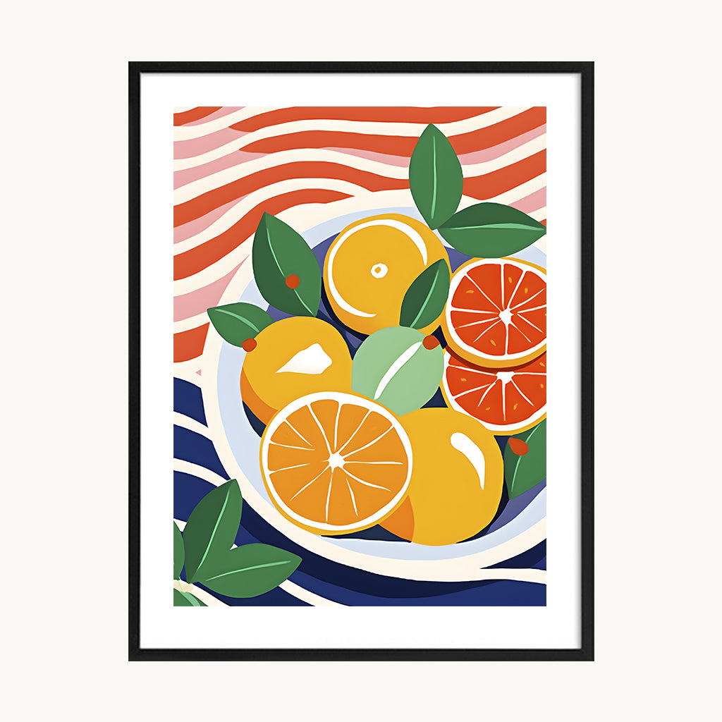 Cuadro Cocina Naranjas Ilustradas Vibrantes