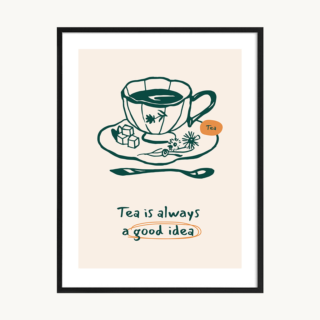 Cuadro Cocina Taza Café Retro Verde