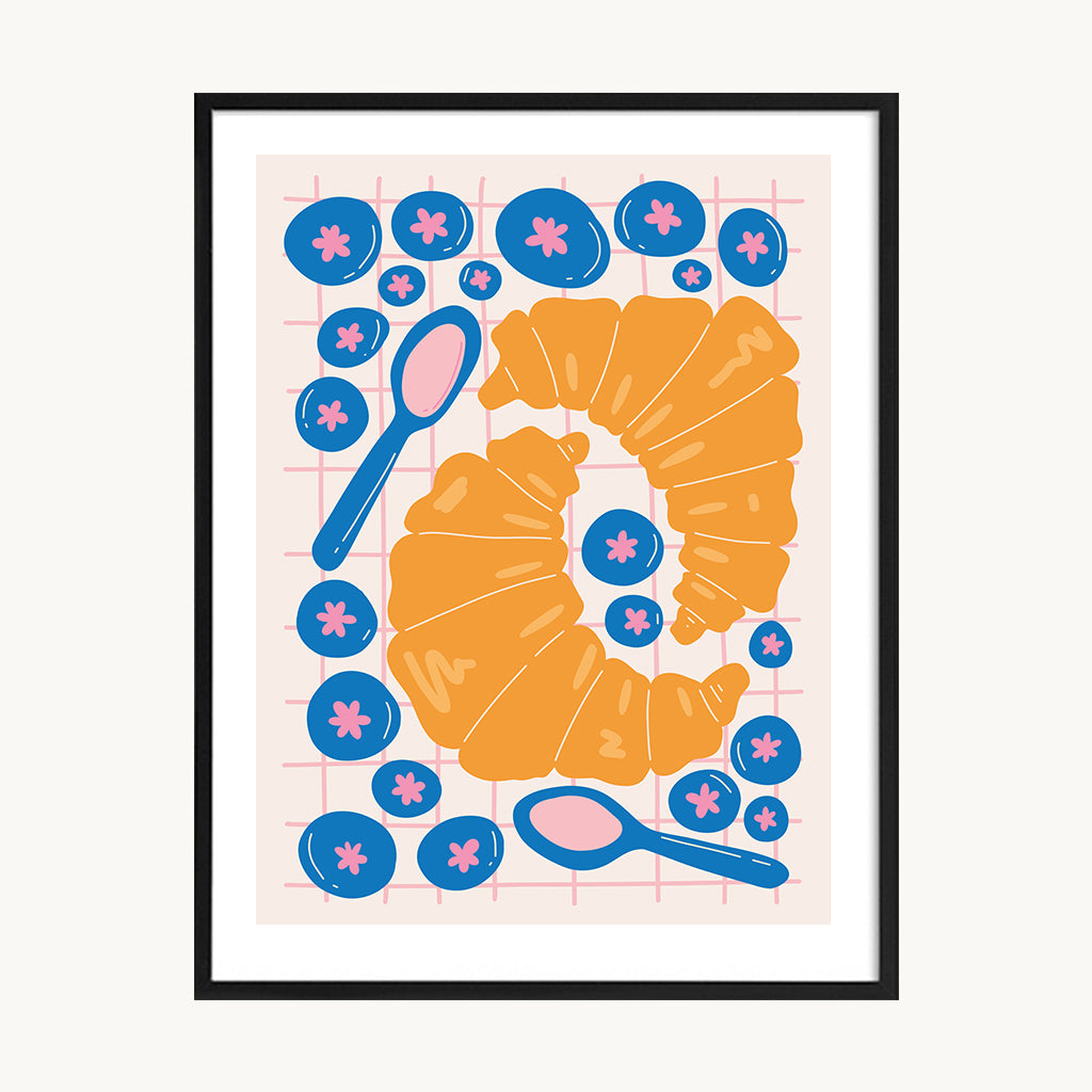 Cuadro Cocina Croissant Pop Azul