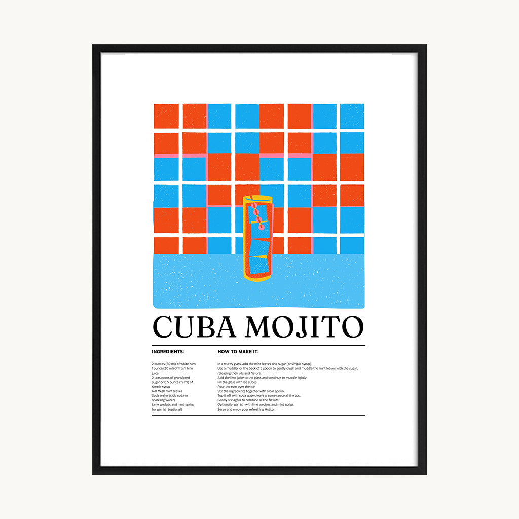 Cuadro Cocina Cuba Mojito Ilustrado