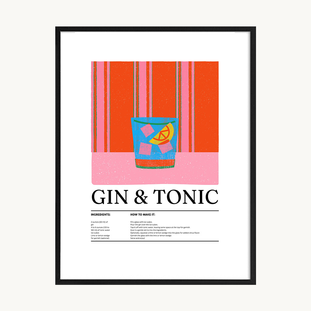 Cuadro Cocina Gin Tonic Ilustrado