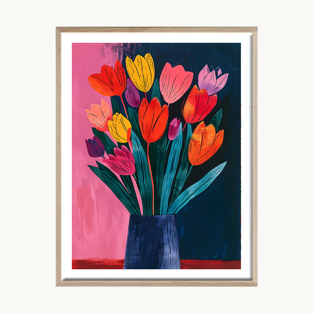 Cuadro Pop Tulipanes Fucsia Modernos