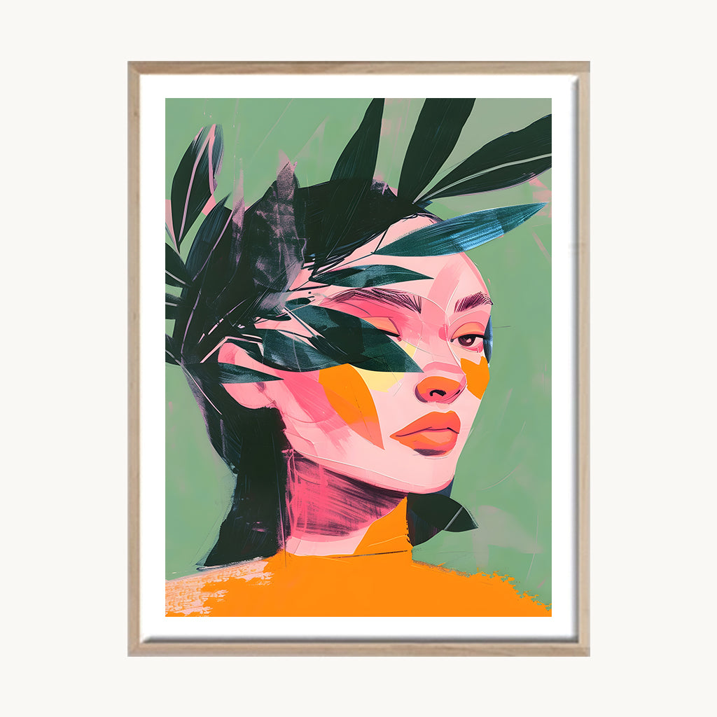 Cuadro Pop Rostro Botánico Tropical