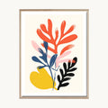 Cuadro Pop Hoja Minimal Coral
