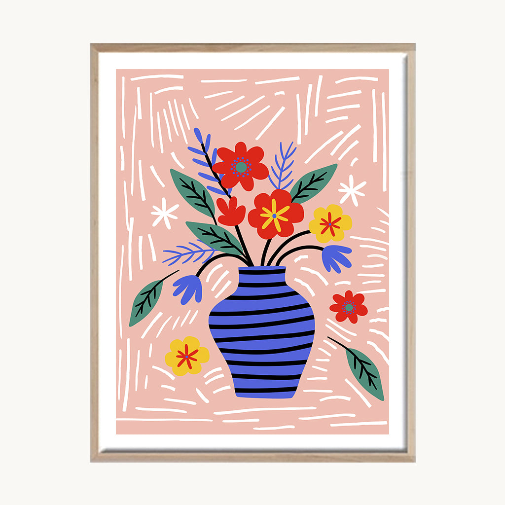 Cuadro Pop Florero Azul Lineal