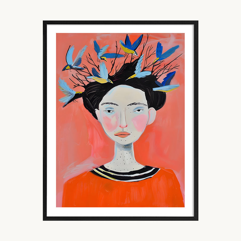 Cuadro Pop Retrato Moderno con pajaritos