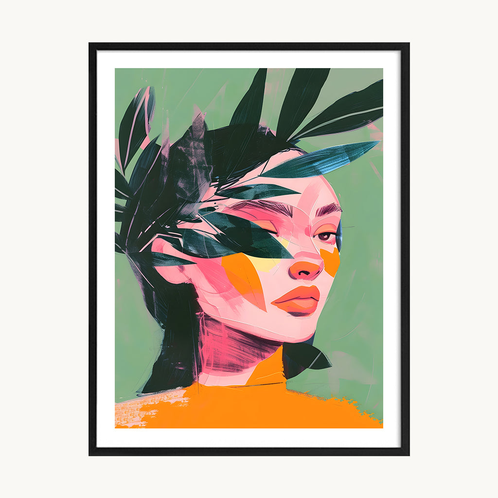 Cuadro Pop Rostro Botánico Tropical
