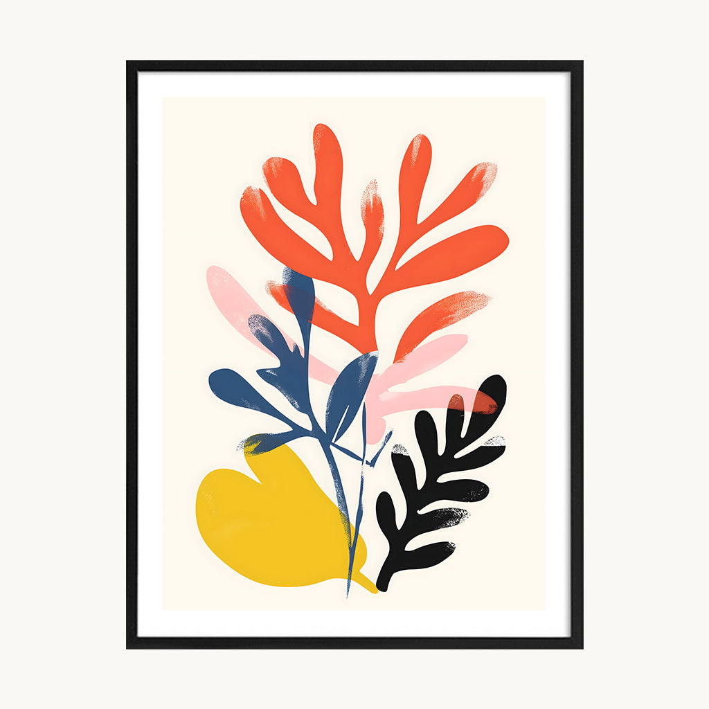 Cuadro Pop Hoja Minimal Coral