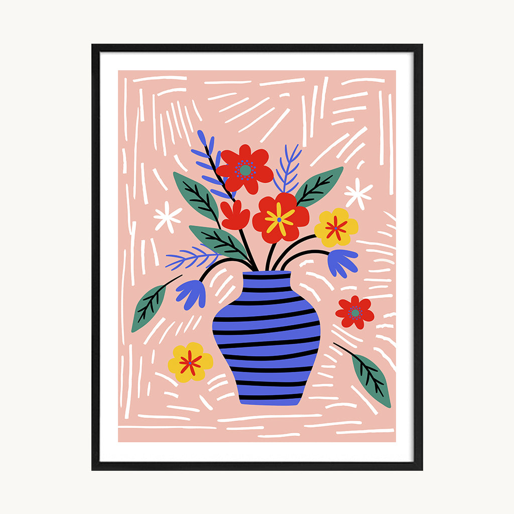 Cuadro Pop Florero Azul Lineal